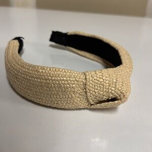 New Rattan Woven Headband Natural Nude Raffia Wide Knotted Bow Unicorn